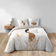 Set copripiumino e federa bianco/beige in cotone per letto matrimoniale ed esteso 240x220 cm Natacha – douceur d'intérieur