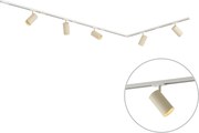 Sistema di illuminazione a binario moderno con 5 faretti bianco e beige 1-Fase GU10 70mm - Iconic Jeana Luxe