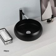 Lavabo D'Appoggio Tondo "Break The Rules" Da Diam.40 Cm In Ceramica Finitura Nero Opaco