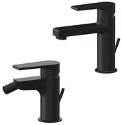 Set miscelatori lavabo e bidet nero opaco Mariani Artic scarico incluso