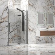 Porta doccia battente 130 cm nera con fisso | KT4000N - KAMALU