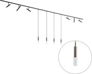 Sistema di illuminazione a binario moderno nero con 6 faretti e 4 luci a sospensione bronzo scuro 1 fase - Slimline Avery Loyce