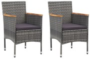 Sedie da pranzo per giardino 2 pz in polyrattan grigio