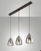 Britton lampadario a sospensione in vetro fume'  d.22cm 3 luci atta...