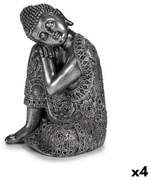 Statua Decorativa Buddha Seduto Argentato 20 x 30 x 20 cm (4 Unità)