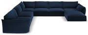 Divano angolare blu scuro (con penisola a sinistra/a U) con rivestimento in velluto Vanda – Mazzini Sofas