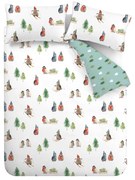 Set copripiumino e federa bianco in flanella per letto matrimoniale e per letto esteso 230x220 cm Snowy Penguin – Catherine Lansfield