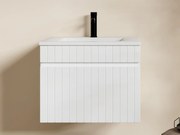 Mobile sotto lavabo sospeso scanalato con lavabo a incasso 60 cm Bianco - SATARA
