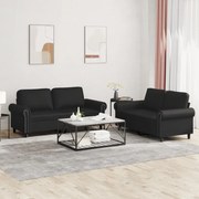 Set Di Divani 2 Pz Con Cuscini Nero İn Similpelle /