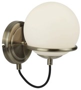 Applique Contemporanea Sfera Acciaio Ottone Vetro Bianco 1 Luce E14