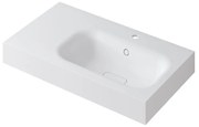 Lavabo integrale rettangolare vasca a destra L 80.5 x H 15 x P 46 cm in resina bianco