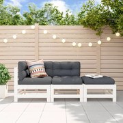 Set salotto da giardino 3 pz bianco in legno massello di pino