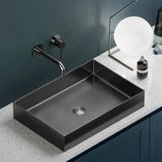 Kamalu - lavabo appoggio rettangolare in acciaio finitura gun metal | ksa-550gm