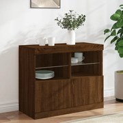 Credenza con luci led rovere marrone 81x37x67 cm