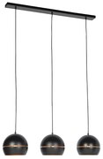 Lampada a sospensione di design nera con interno dorato 3 luci - Buell