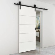Porta scorrevole reversibile Fourlines in mdf bianco, L 93 x H 212 cm, con binario Rodeo