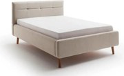 Letto matrimoniale imbottito beige con contenitore con rete inclusa 140x200 cm Lotte – Meise Möbel