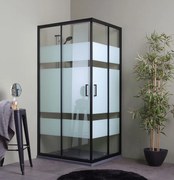 Cabina Doccia Rettangolare 70X100 Nera Con Pareti Serigrafate | Cielo
