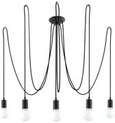 Sollux SL.0371 - Lampadario a sospensione con filo EDISON 5 5xE27/60W/230V ragno nero