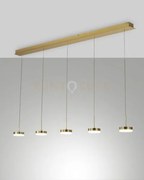 Dunk sospensione 5 luci ottone satinato a led 3000k - 40w - 3780 lm...