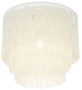 Lampadario orientale oro con paralume crema con frange - Franxa