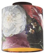 Plafoniera nera velluto fiori oro 20 cm COMBI