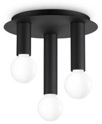 Plafoniera Contemporanea Petit Metallo Nero 3 Luci E27 42W Ip20