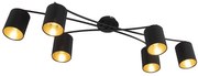 Plafoniera nera oro 6 luci LOFTY