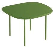 Tavolino con piano sagomato in legno Verde e base in metallo - FLUX Small