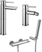 Paffoni stick set miscelatori lavabo alto prolungato bidet senza scarico e doccia esterno con doccetta cromo