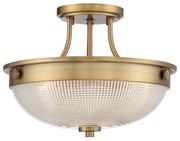 Lampadario Contemporaneo Mantle Vetro Ottone Anticato 2 Luci E27