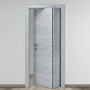 Porta pieghevole a libro asimmetrica Beton grigio L 70 x H 210 cm destra