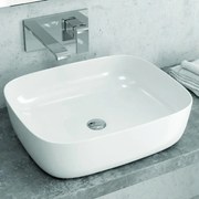 Kamalu - Lavabo appoggio ceramica bianca slim con linee arrotondate | Litos-0014