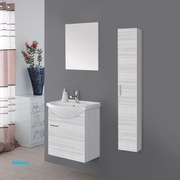 Mobile Bagno Sospeso "Stella" Da 55 Cm Composto Da Un'Anta Lavabo E Specchio Finitura Grigio