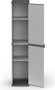 Armadio da Esterno 34x40x165 cm 1 Anta 4 Ripiani in Resina Grigio...