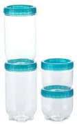 SET 4x Contenitori alimentari INTERLOCK turchese/trasparente