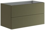Mobile da bagno sospeso sotto lavabo Opera L 89.5 x H 50 x P 45.5 cm verde laccato opaco, 2 cassetti VISOBATH