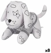 Peluche da Colorare Bianco Nero Stoffa 13 x 14 x 20 cm Cane (8 Unità)