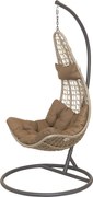 Sedia a Dondolo Amaca a Uovo con Cuscino in PE Effetto Rattan Marrone...