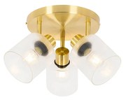 Faretto da soffitto oro con vetro tondo orientabile a 3 luci - Laura