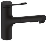 Rubinetto da cucina a doccetta diagonale Zesis Lean nero verniciato opaco HANSGROHE