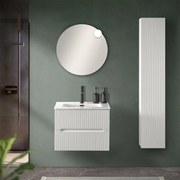 Mobile bagno sospeso cannettato 60 cm bianco opaco con lavabo Bali