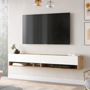 Mobile Tv Sospeso 180x32x30 Effetto Legno Rovere E Bianco Evolution