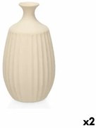 Vaso Beige Ceramica 21 x 39 x 21 cm (2 Unità) Righe