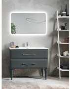 Mobile da bagno a terra moderno base 100 CLEIDE con 2 cassetti e lavabo ANTRACITE OPACO