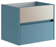 Mobile da bagno sotto lavabo Niwa blu laccato opaco L 59.5 x H 50 x P 45.5 cm 2 cassetti, lavabo non incluso