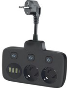 Presa multipla con interruttore LINEA 2x230V + 4xUSB A/C SCHUKO nera