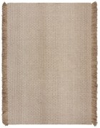 Tappeto beige in misto lana tessuto a mano 200x290 cm Rene Fringed Ribbed – Flair Rugs