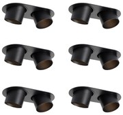 Set di 6 faretti da incasso neri GU10 70mm orientabili a 2 luci - Installa
