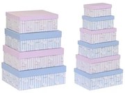 Set di Scatole per Sistemare Impilabili DKD Home Decor Azzurro Rosa Cartone (43,5 x 33,5 x 15,5 cm)